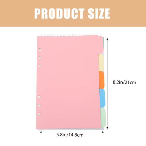 A5 Tab Dividers Set 5 Colors 6-Hole Ring Binder 1