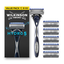 Wilkinson Sword Hydro 5 Razors for Men, Value Pack, Skin Hydration, Carbon Coate
