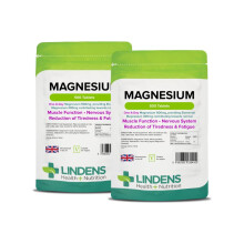 Lindens Magnesium Tablets 500mg, 1000 Tablets - Reduces Tiredness & Fatigue, Sup