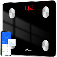 HomeFashion HFitness Smart Bathroom Scales for Body Weight, Bluetooth Body Fat Scale with 19 Body Composition Metrics, Digital Weighing Scale, BMI, M