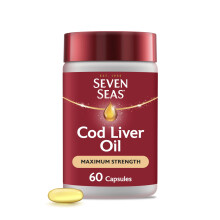 Seven Seas Cod Liver Oil Max Strength Omega-3 Fish Oil and Vitamin D, 60 Capsule