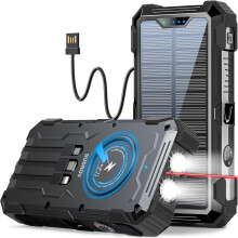Sudrov Solar Power Bank 42800mAh with 4 Cables 7 Outputs