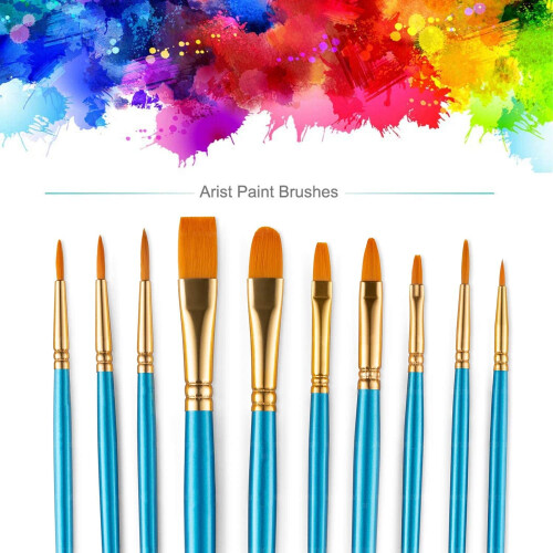 Acrylic Brush Set Round Pointed Nylon 10 Pieces 1