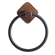 Wood Bathroom Towel Holder Wall-Mounted Round