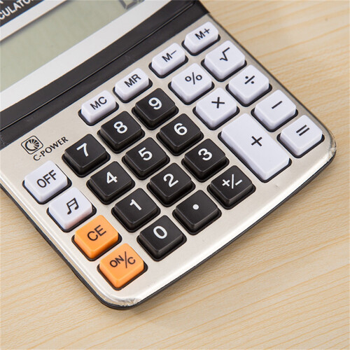 Basic 8-digit desktop calculator with large LCD and dual 2