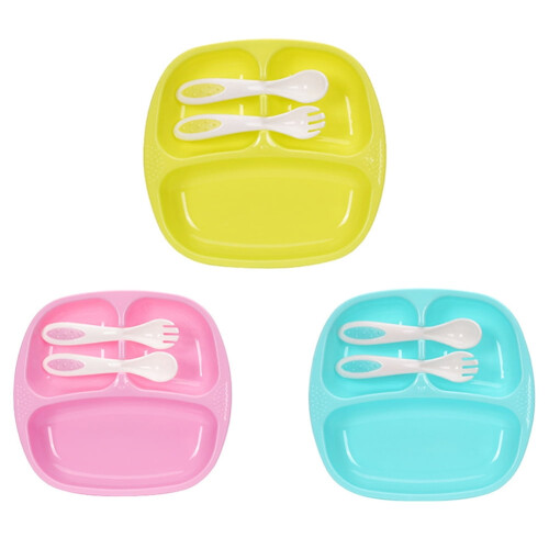 Limei baby feeding set silicone bibs spoons fork cup