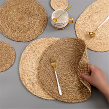 Limei round woven placemats natural water hyacinth 11.8