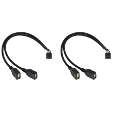 2 phíosa 30CM Ceanntásc Baineann Máthairchláir 10 bioráin go Cábla Scoilteoir Y Adapter 2 phort USB2.0 dé-fhireann (10 bioráin/2AM)