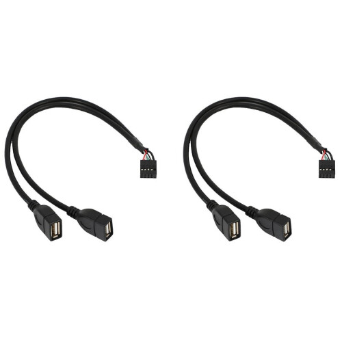 2 τεμάχια 30CM 10Pin θηλυκή κεφαλίδα μητρικής πλακέτας σε 2 θύρες διπλής θύρας USB 2.0