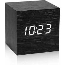 Wooden Digital Alarm Clock Black with White LED 1 pc