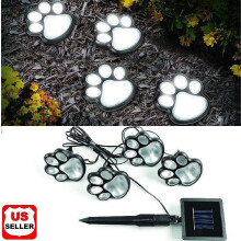 Solar Paw Print Lights Garden Path Decor 4 Pack