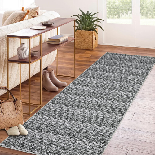 Haperlare modern runner rug grey 2 ft x 6 ft non-slip 1