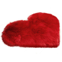 Heart-shaped plush shaggy rug red 24x36 inches