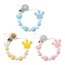 HEMOTON silicone baby pacifier clips set 3 pcs