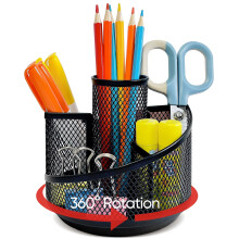 Mesh Desktop Organizer with 5 Compartments and 360