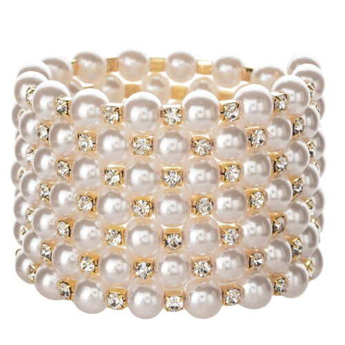 Pearl elastic bracelet multilayer 7 rows
