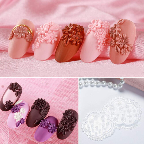 Flowers 3D Silicone Nail Art Mold 5 pcs 1