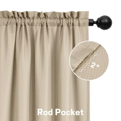 Kitchen Cafe Curtains Waffle Texture Light Filtering Taupe 2