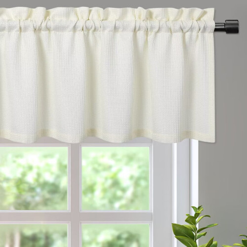 Kitchen Curtain Valance Waffle Weave Waterproof Light 1