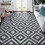 Washable geometric area rug black 5' x 7' 2