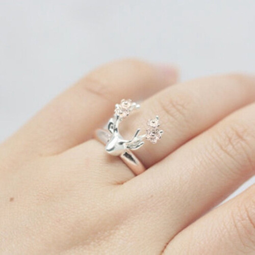 Vintage deer antler flower ring size 6 1