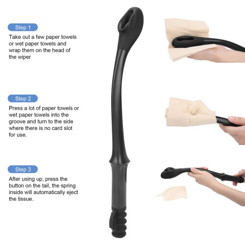 Toilet Wiping Aid Stick Long Handle for Elderly Black 1