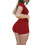 Women's unitard solid red round neck short sleeve 2