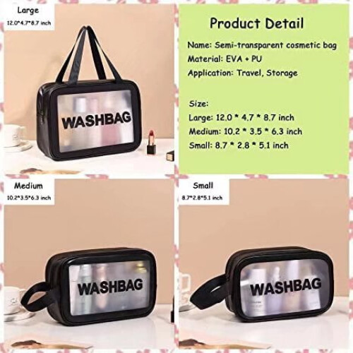 Clear Waterproof Toiletry Bag White Large 1