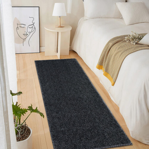 Harperlare shag runner rug black 2 ft x 6 ft 1