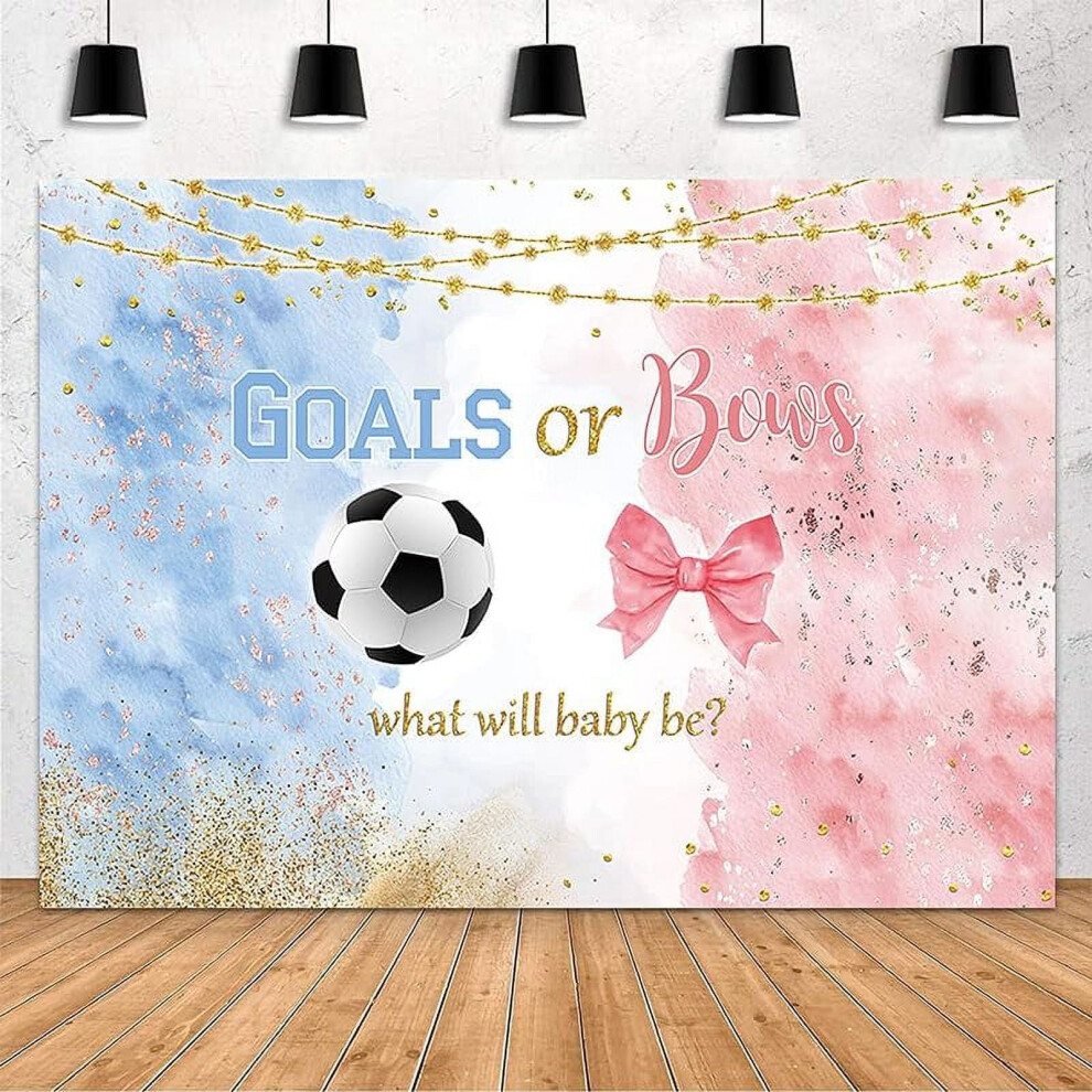 Gender Reveal Backdrop With Cowboy Boots And Bows Blue/Pink 946140694825
