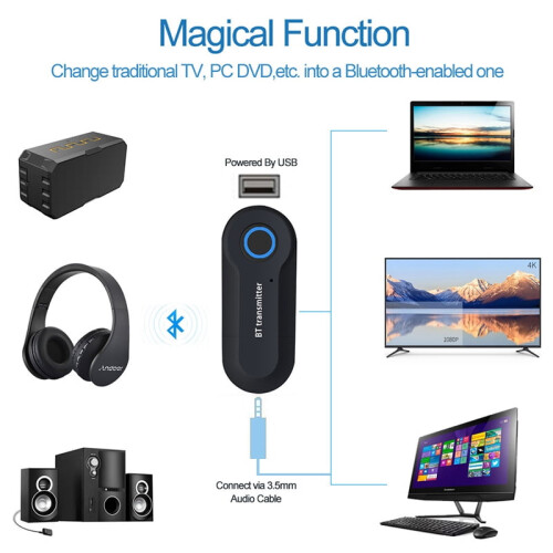 Veecome Bluetooth audio transmitter 3.5mm stereo for TV 2