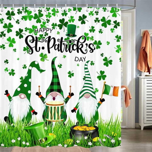St Patrick's Day shower curtain green clover pattern 70x70 1