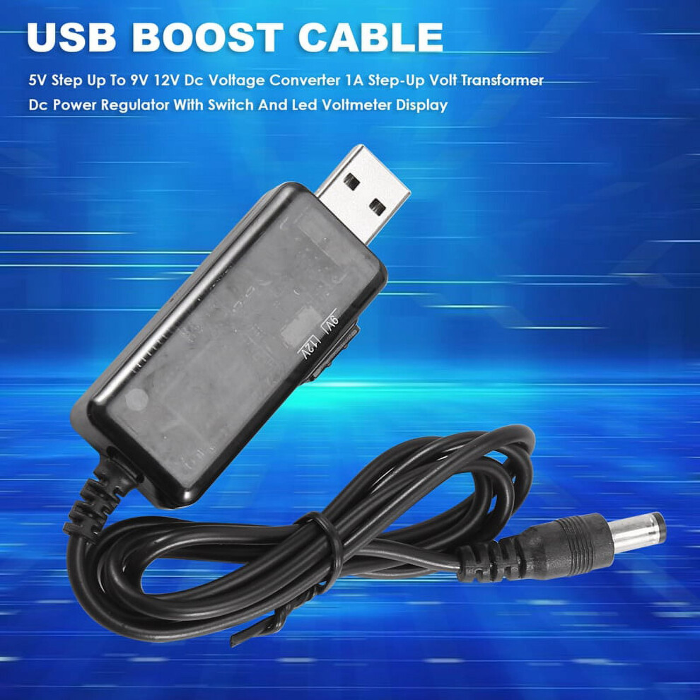 Usb Boost Cable 5V To 9V/12V Step-Up Converter 1A Black 946140681139
