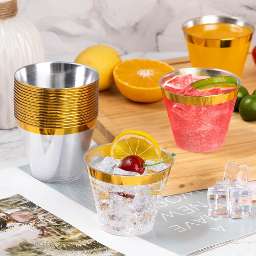 Gold Plastic Cups 9 oz 100 pcs 1