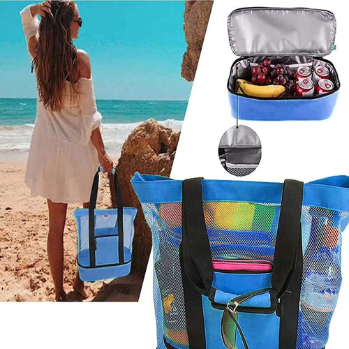 HeSaYep picnic bag blue mesh tote oversized 1