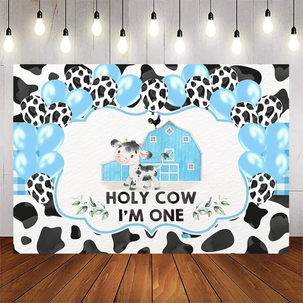Cow Themed Birthday Backdrop 1St Birthday Party Blue 946140683539