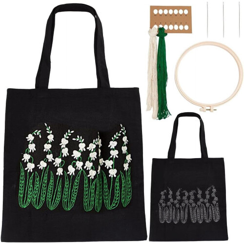 DIY Embroidery Kit Flower Pattern with Hoop Threads