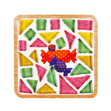 Halloween mosaic cup mat DIY kit with tiles and tools