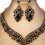 Leaqu stud earrings and necklace set oval pendant adjustable 2