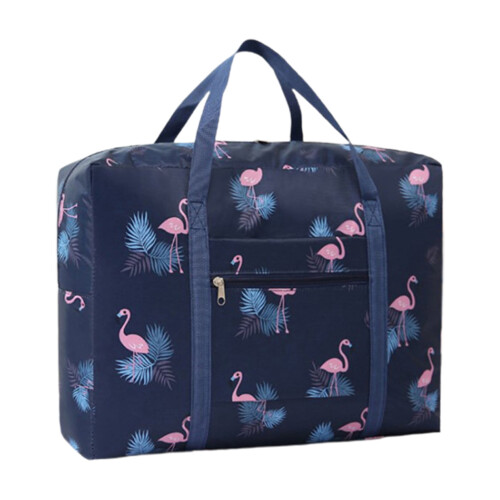 Limei foldable travel duffel bag blue flamingo design 1