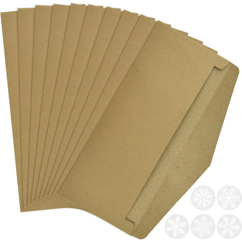 TRAHOO Christmas Envelopes Brown Kraft Snowflake 200 pcs 1
