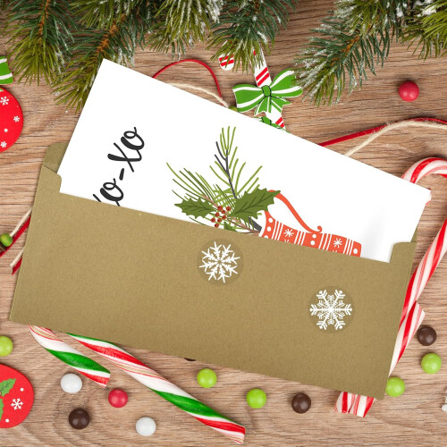 TRAHOO Christmas Envelopes Brown Kraft Snowflake 200 pcs 2