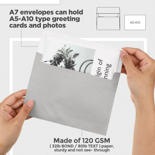 Metallic Silver Envelopes 5x7 inches 100 pcs 2