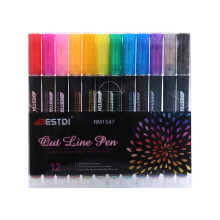 ZKCCNUK outline markers glitter 12 colors