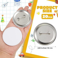40 Stück Weiße DIY-Knopfnadeln, 2,25 Zoll/58 mm, Leere Bastelknöpfe für DIYCrafts, Weihnachts-Bastelbedarf, DIY-Abzeichen