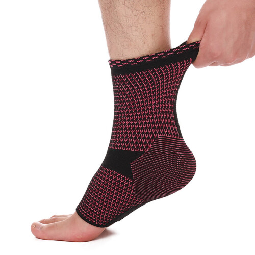 Ankle Sleeve Compression Support 3D Knit Red Black 1 Pc 1