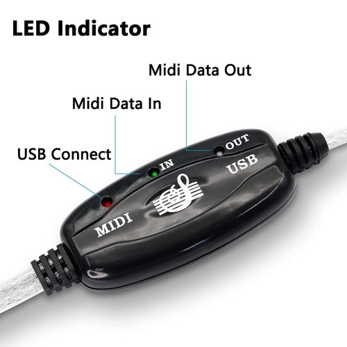 Προσαρμογέας καλωδίου USB MIDI, USB τύπου A αρσενικό σε MIDI Din5Pin καλώδιο διασύνδεσης με 2