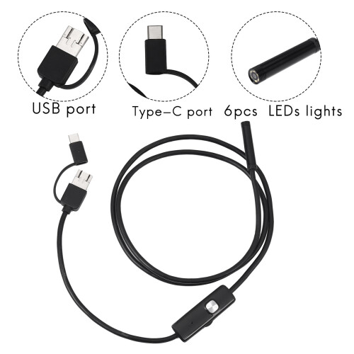 Borescope Inspection Camera IP67 Waterproof 1m 7mm 6LED 1