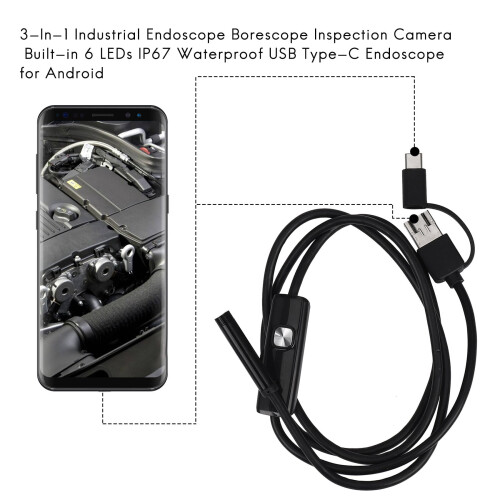Borescope Inspection Camera IP67 Waterproof 1m 7mm 6LED 2