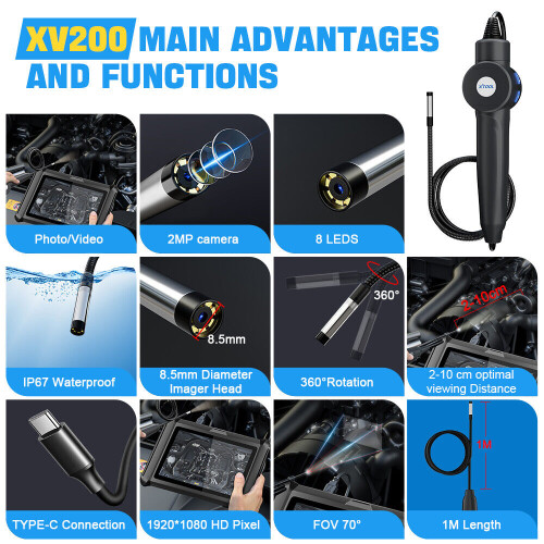 XTOOL XV200 HD endoscope waterproof dustproof for OBD2 1